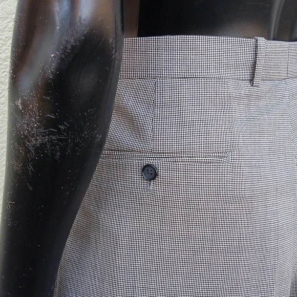 PIERRE BALMAIN MEN'S VINTAGE DOUBLE PLEATED HOUNDSTOOTH LUXURY TROUSERS